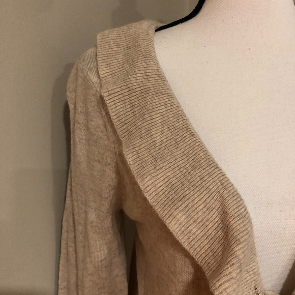 **H&M* Tan Ruffle Trim Tie Front Cardigan Sweater - Picture 3 of 7
